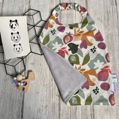 Serviette élastiquée coton et éponge bambou / oiseaux fruits Flio blanc