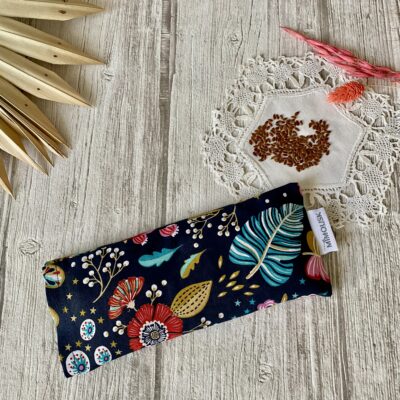 Eye pillow / Fleurs Ancolies / marine