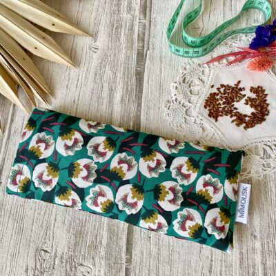 Eye pillow / Fleurs Diméo / Vert rose blanc