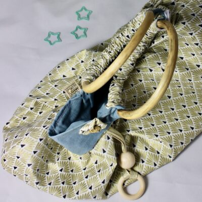 Petit sac doré anses en bois – Image 4