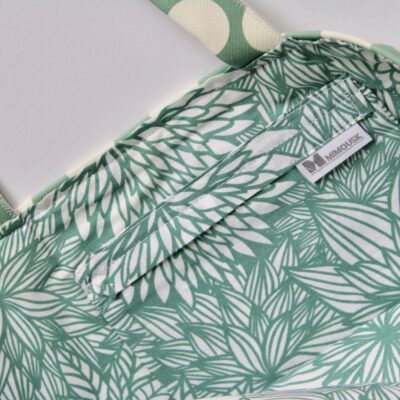 Sac à main cabas enduit, vert motif gros pois blancs – Image 3