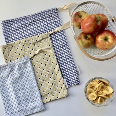 Lot de 3 sacs à vrac / marine doré bleu
