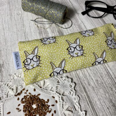 Eye pillow / lapin à lunettes / jaune