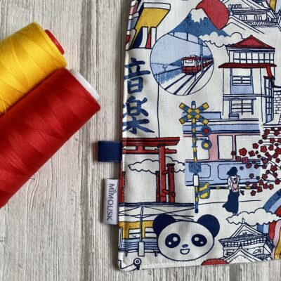 Serviette élastiquée coton et éponge bambou / motif Tokyo – Image 4