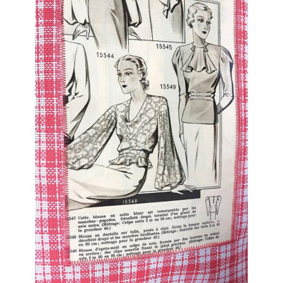 Sac vintage à carreaux & illustration mode – Image 3