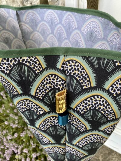 Sac cabas enduit, motif écailles / kaki, doré – Image 2
