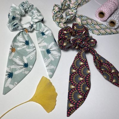 Foulchie chouchou / motif art déco, or grenat – Image 2