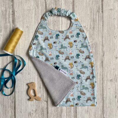 Serviette élastiquée coton et éponge bambou / Chatons meow, ciel