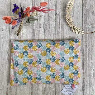 Bouillotte rectangulaire en graines de lin bio / Origami kikko / ciel rose jaune