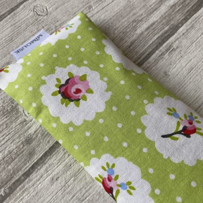 Eye pillow / Pois et fleurs vintage / vert rose blanc