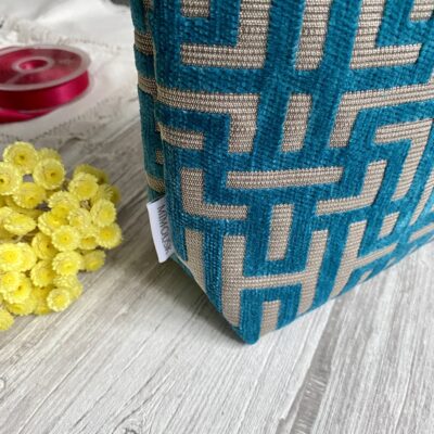 Trousse jacquard / Bleu gris jaune – Image 4