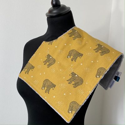 Bavoir d'épaule / Ours brun baloo, gris/moutarde