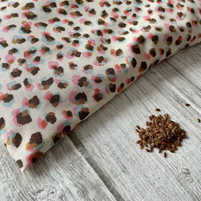 Bouillotte rectangulaire en graines de lin bio / motif Confetti / Beige, aqua, rose – Image 2