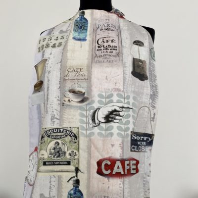 Maxi serviette XXL élastiquée, motif café, dos origami bleu – Image 3