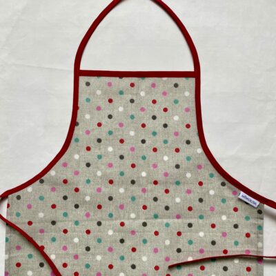 Tablier enduit à pois / Gris, rouge, vert, rose, blanc – Image 2